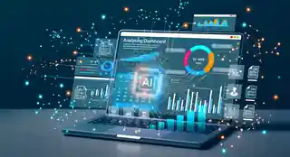 AI analytics dashboard and data visualisation on a laptop